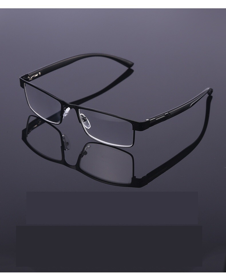 8 Pack Mens Rectangular Metal Frame Classic Reading Glasses Spring Hinge Readers