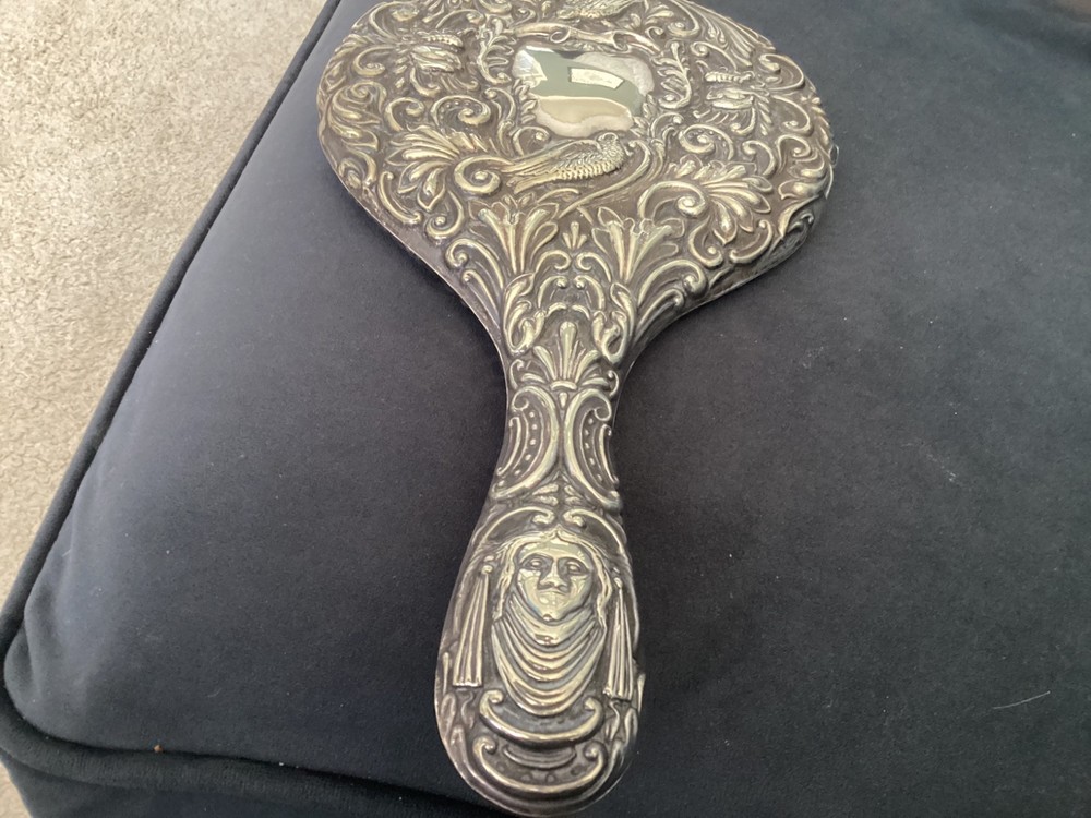 Antique silver plate Art Nouveau Silver Plated Hand Mirror.woderfull design