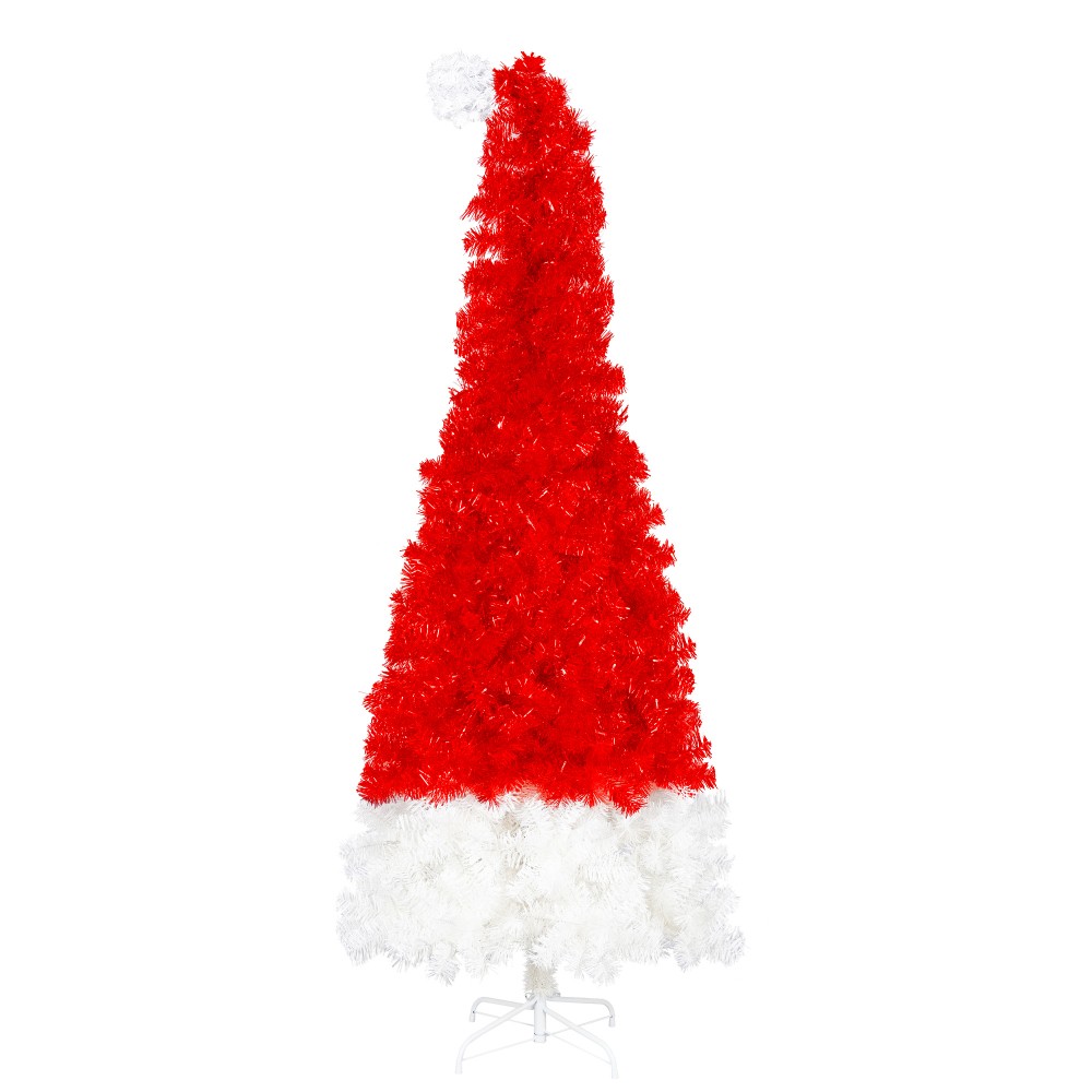 6FT Santa's Hat Shape Artificial Whimsical Christmas Tree with LED Light