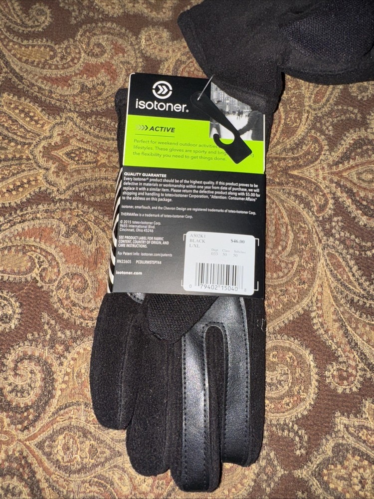 Women’s Isontoner Black Active Smartouch Gloves NWT