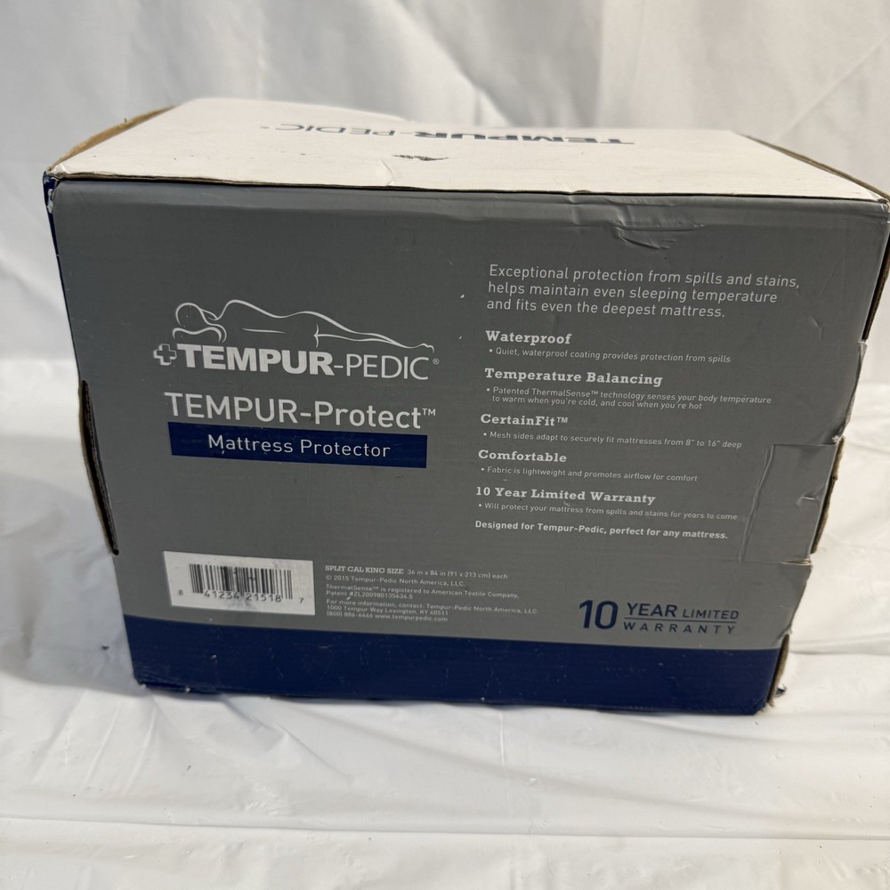 E2 Tempurpedic Tempur-Breeze Split Cal King Mattress Protector Waterproof New