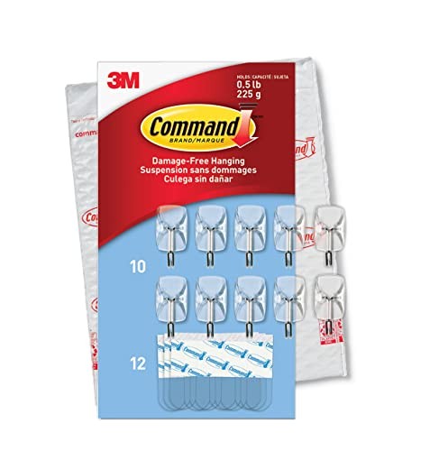 Command Small Clear Wire Toggle Hooks, 10 Wall Hook and 12 Small,