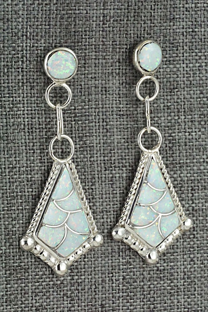 Opalite & Sterling Silver Inlay Earrings - Seoutewa