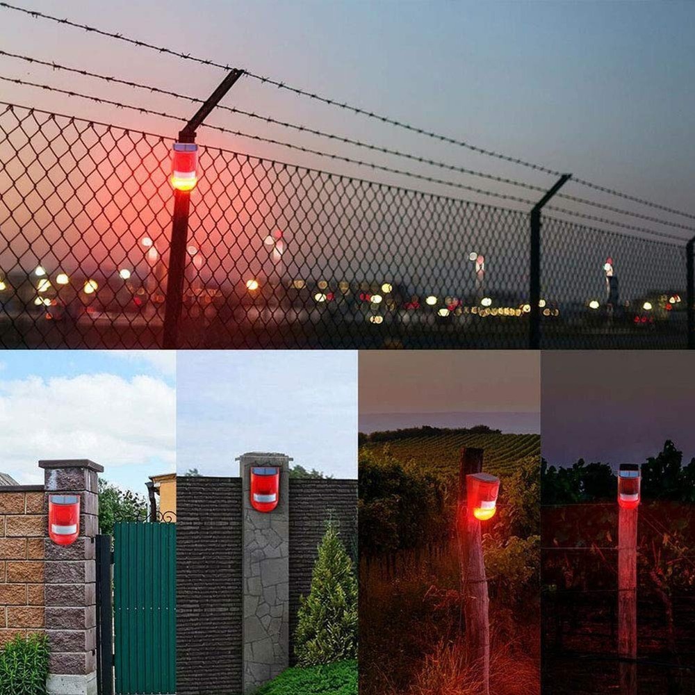 Solar Security Light Alarm,2Pack IP65 Waterproof PIR LED Motion Sensor Flashi...