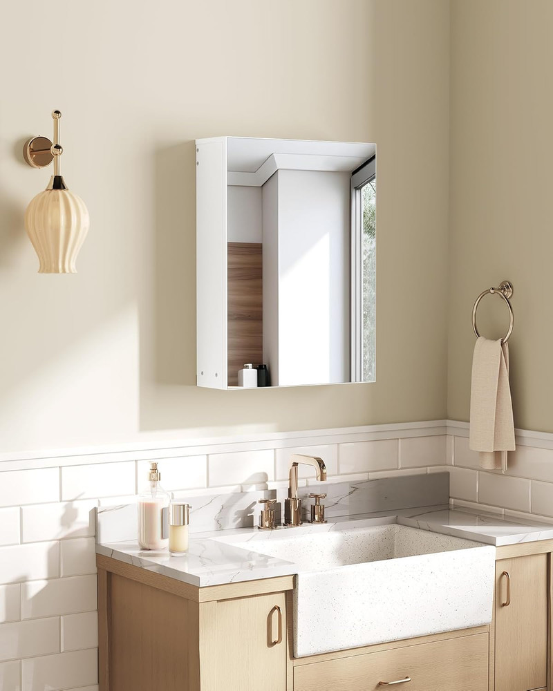Stylish Wall-Mounted Bathroom Vanity & Mirror with Adjustable Storage Cabinet