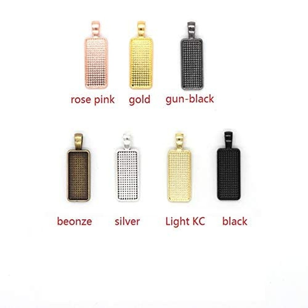 30pcs Rectangle Cabochons 10x25mm Pendant Blank Base Settings Necklace Bezel ...