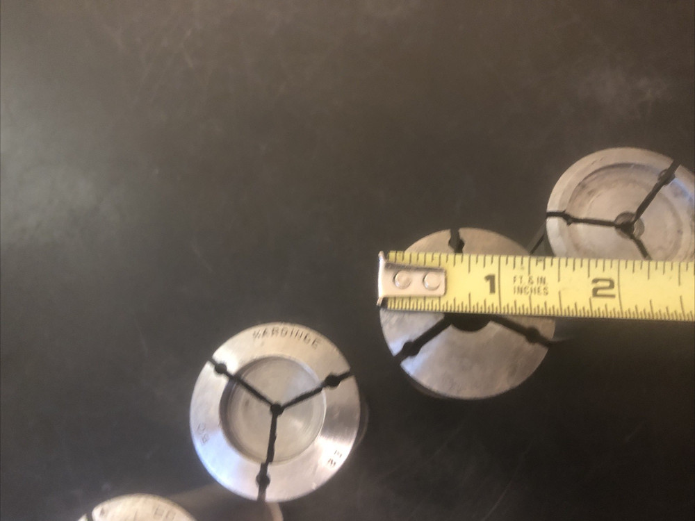 4 Hardinge "Emergency" Collets E2, E, E2, E1 used condition internal threads
