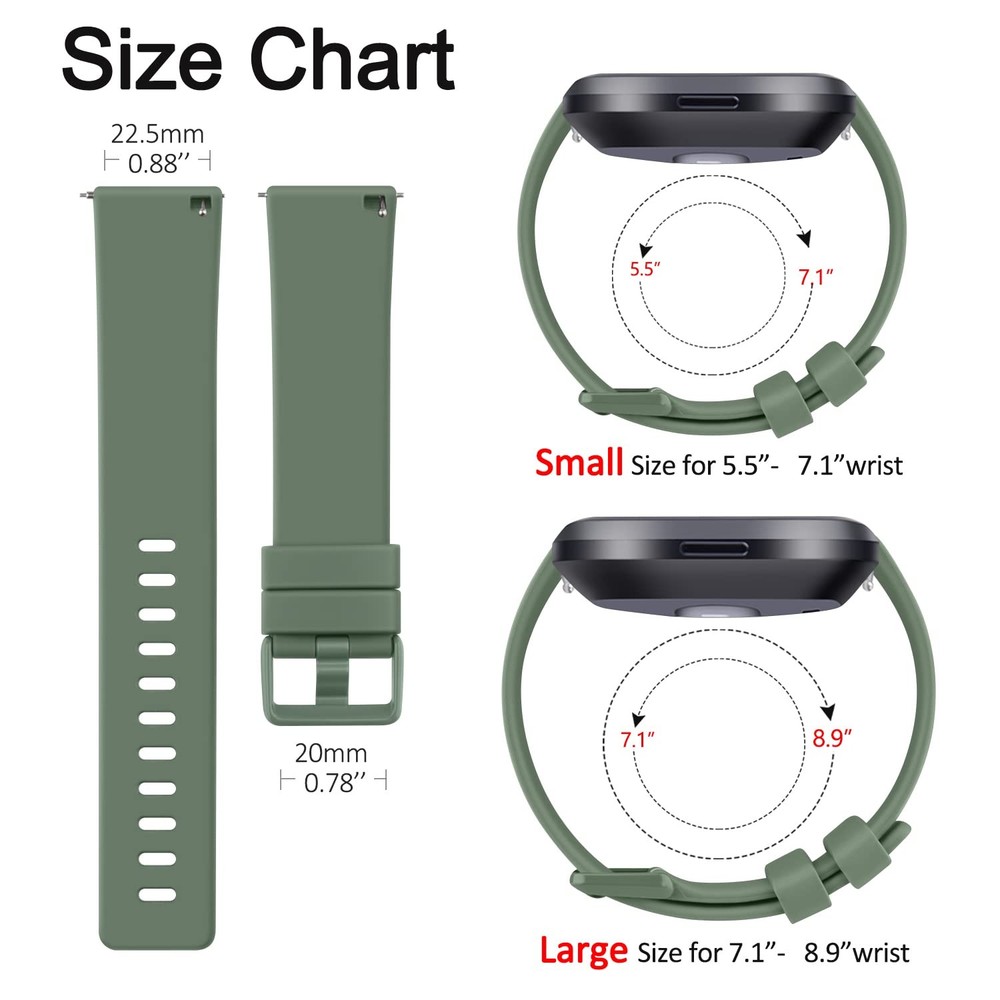 6 Pack Sport Bands Compatible with Fitbit Versa, Classic Soft Silicone Replac...