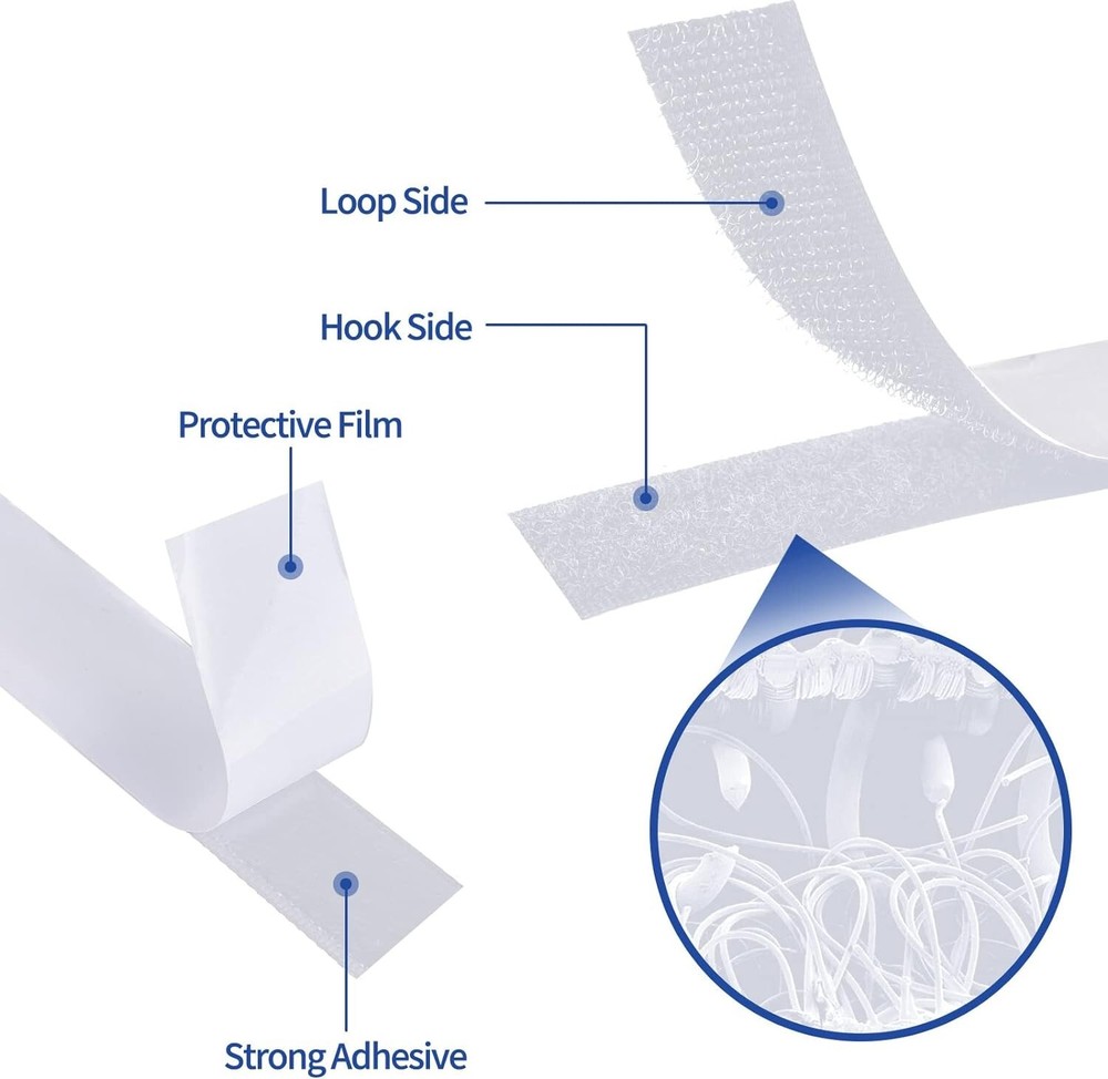 HOOK & LOOP Combo Adhesive Strips Bulk Pack - 1" x 75', White