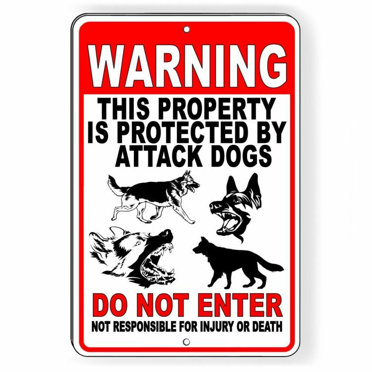 Warning Property Protected By Attack Dogs Do Not Enter security METAL SBD43