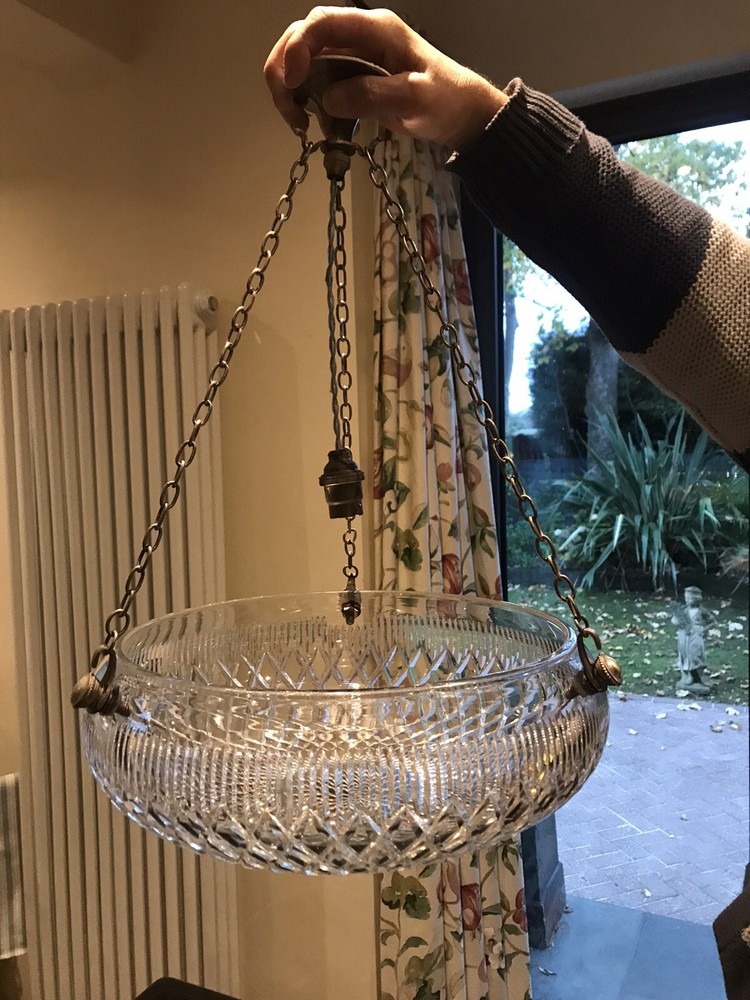 UNIQUE ANTIQUE LEAD CRYSTAL PLAFONNIER CEILING LIGHT LAMP
