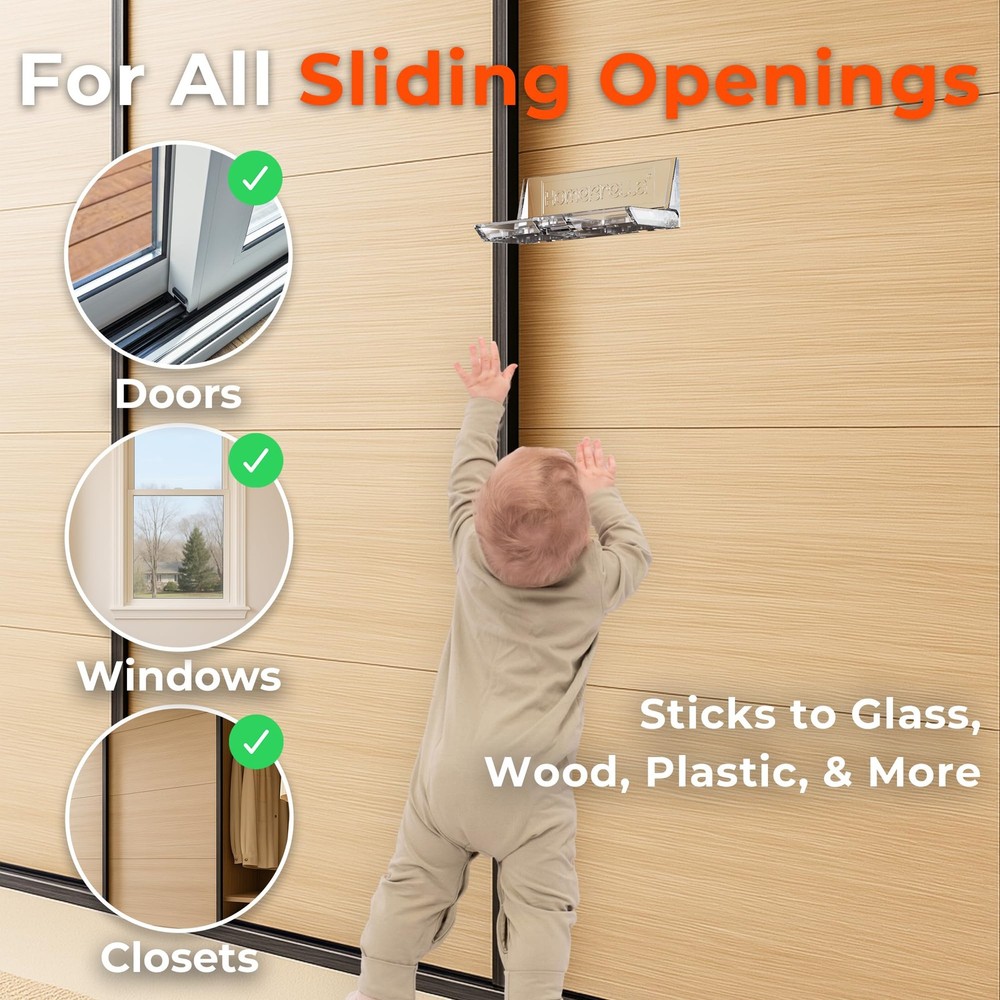 2-Pack Sliding Door Lock for Glass Doors & Windows - Transparent