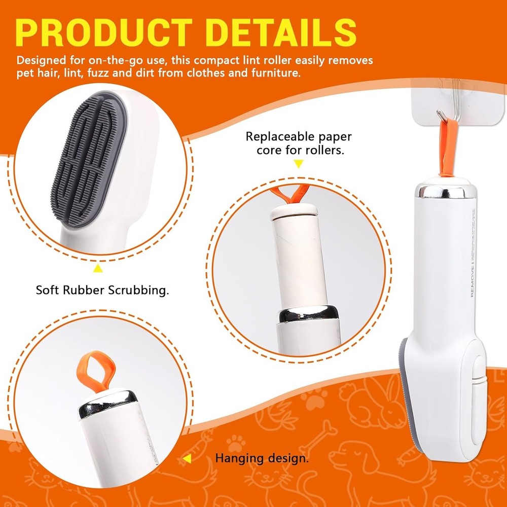 2 in 1 Multifunctional Lint Roller with 120 Sheets Refillable & Rubber Set 1