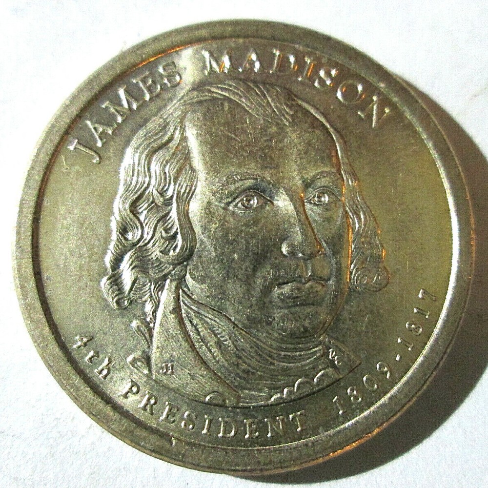 2007-P MADISON DOLLAR, REVERSE DIE CHIP ERROR @ 1ST "A", BR. -UNCIRC. CONDITION