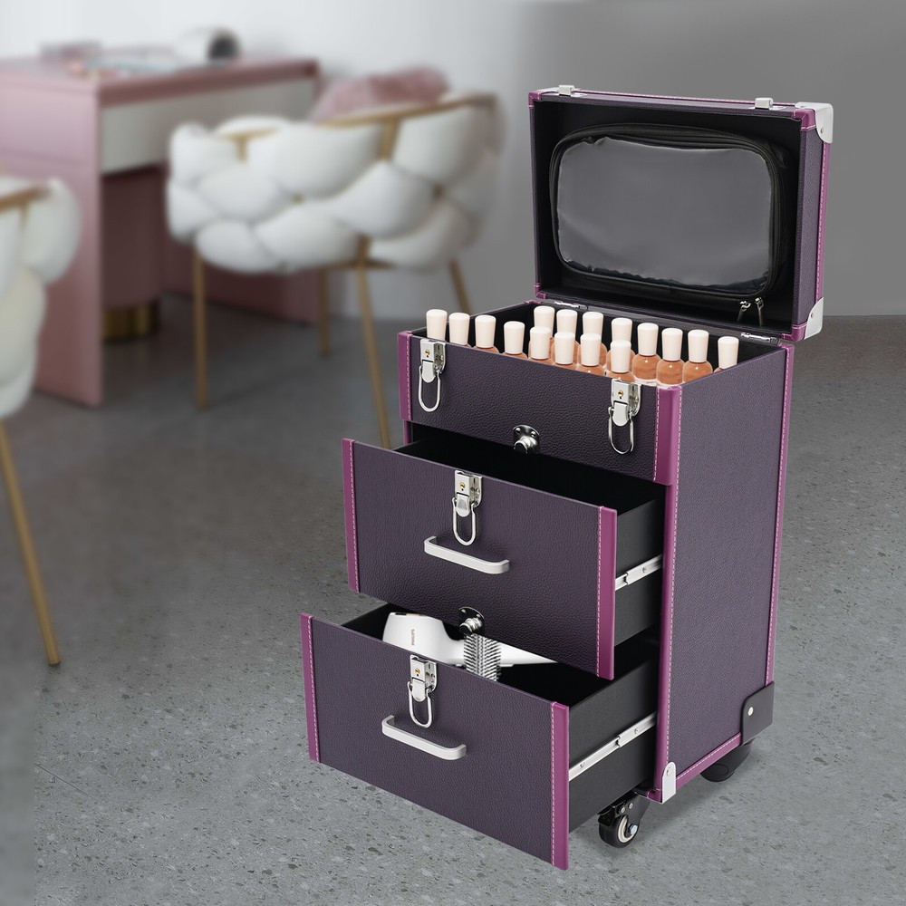 Large Rolling Cosmetic Case Makeup Trolley Rolling Makeup Case Waterproof