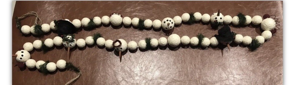 Primitive Snowman Christmas Winter Garland