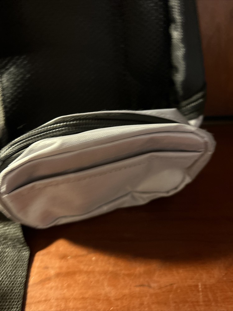 Sling Bag Backpack with Pouch on Strap, Black & Grey, front pocket