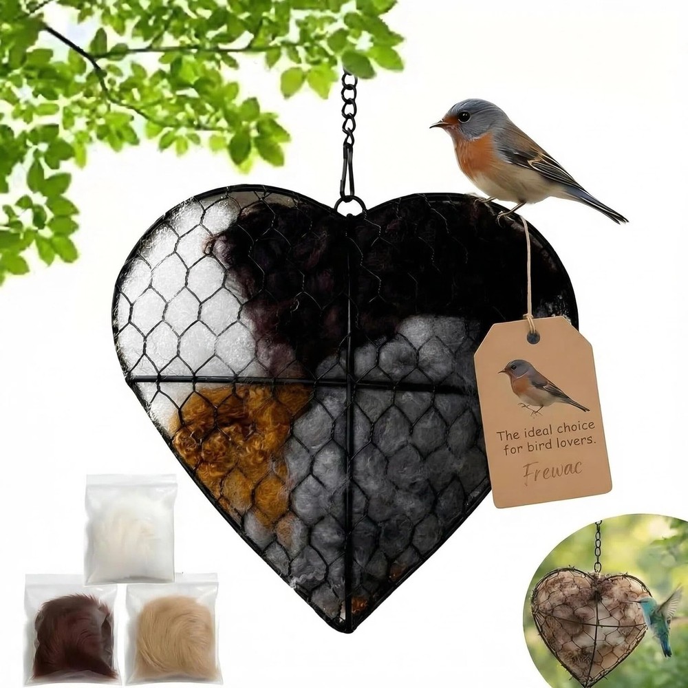 Handmade Fiber Bird Nesting Heart, Nesting Material for Wild Bird, Refillable...