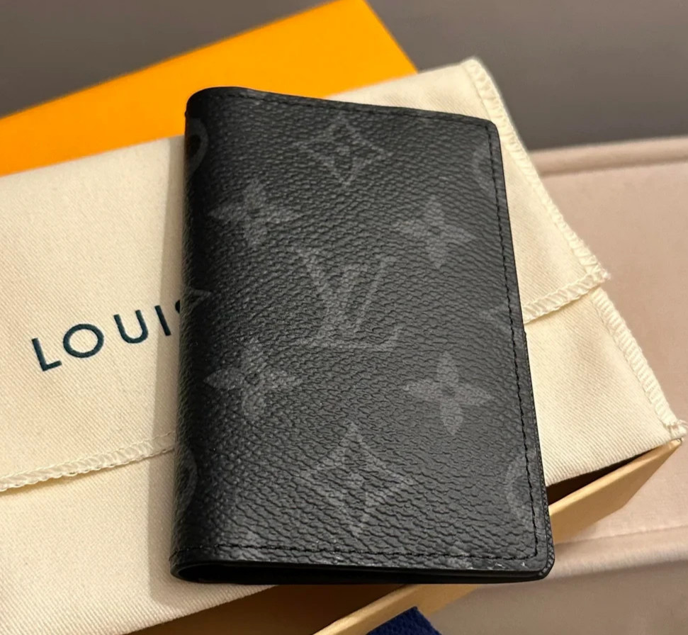 Louis Vuitton Pocket Organizer Monogram Eclipse LV Black Authentic