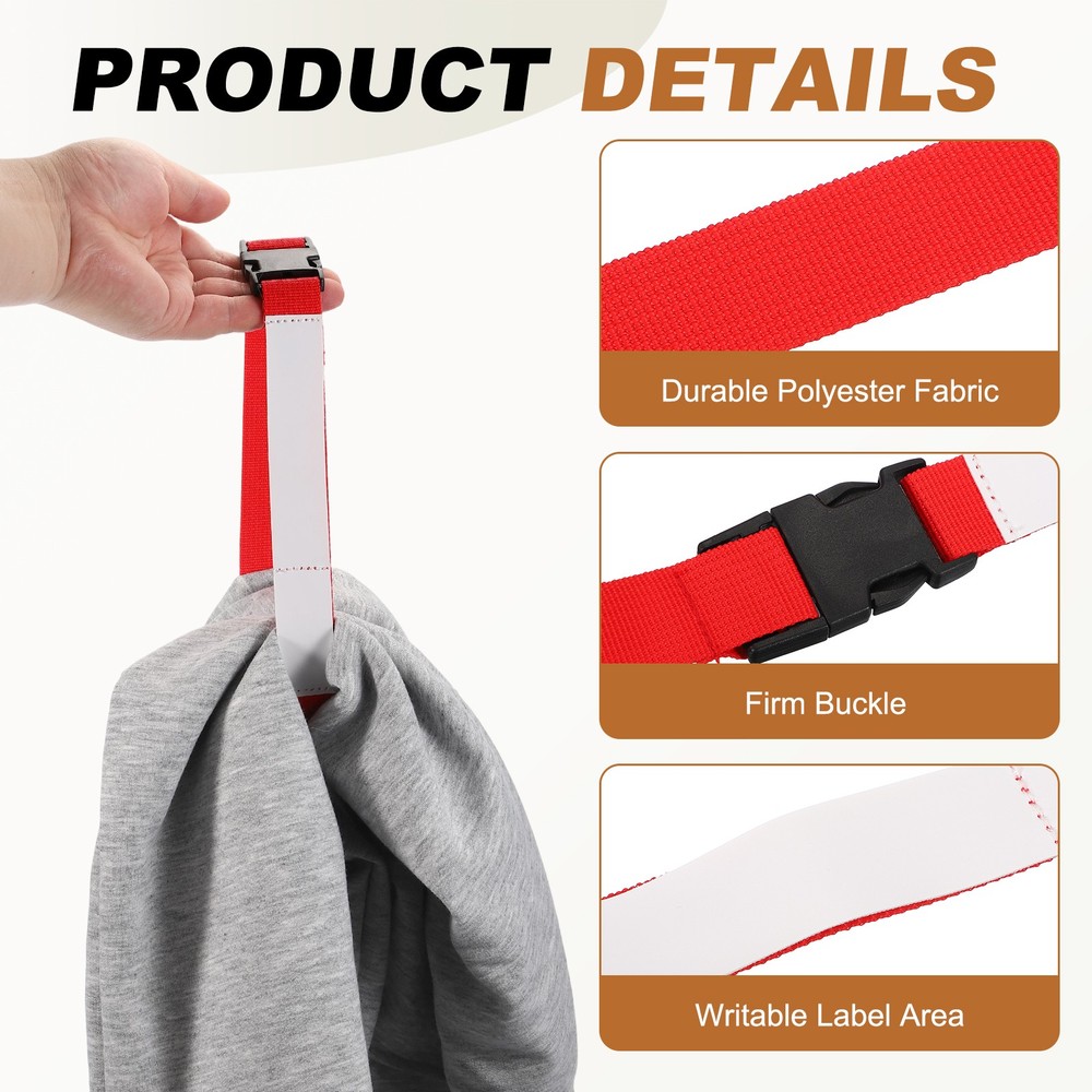 4 Pcs Multipurpose Laundry Strap with Buckle, Red