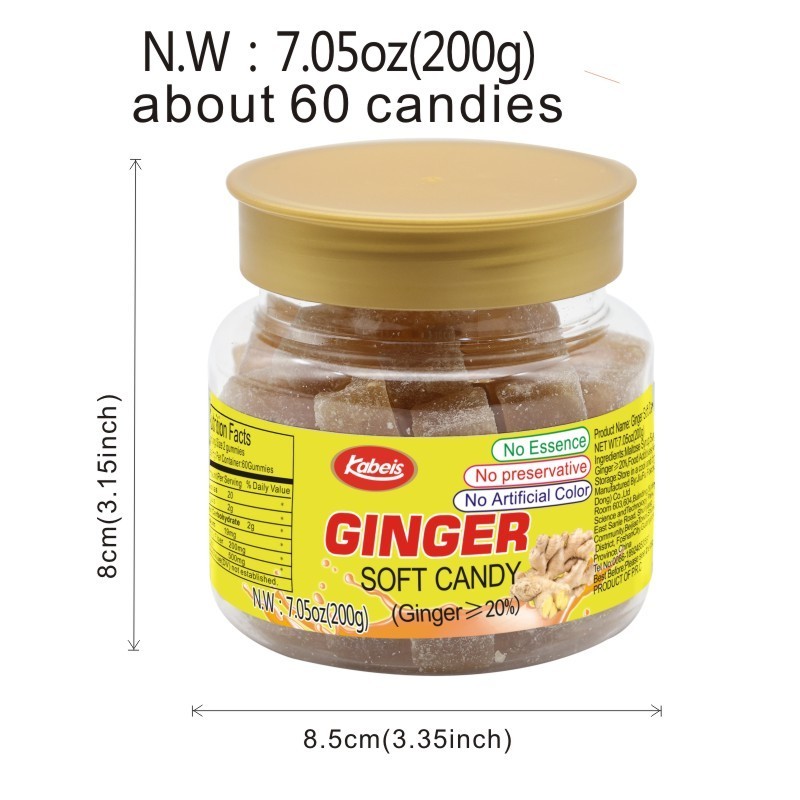 Ginger Chews Candy Natural Original Candy Bulk Jar 7.05oz