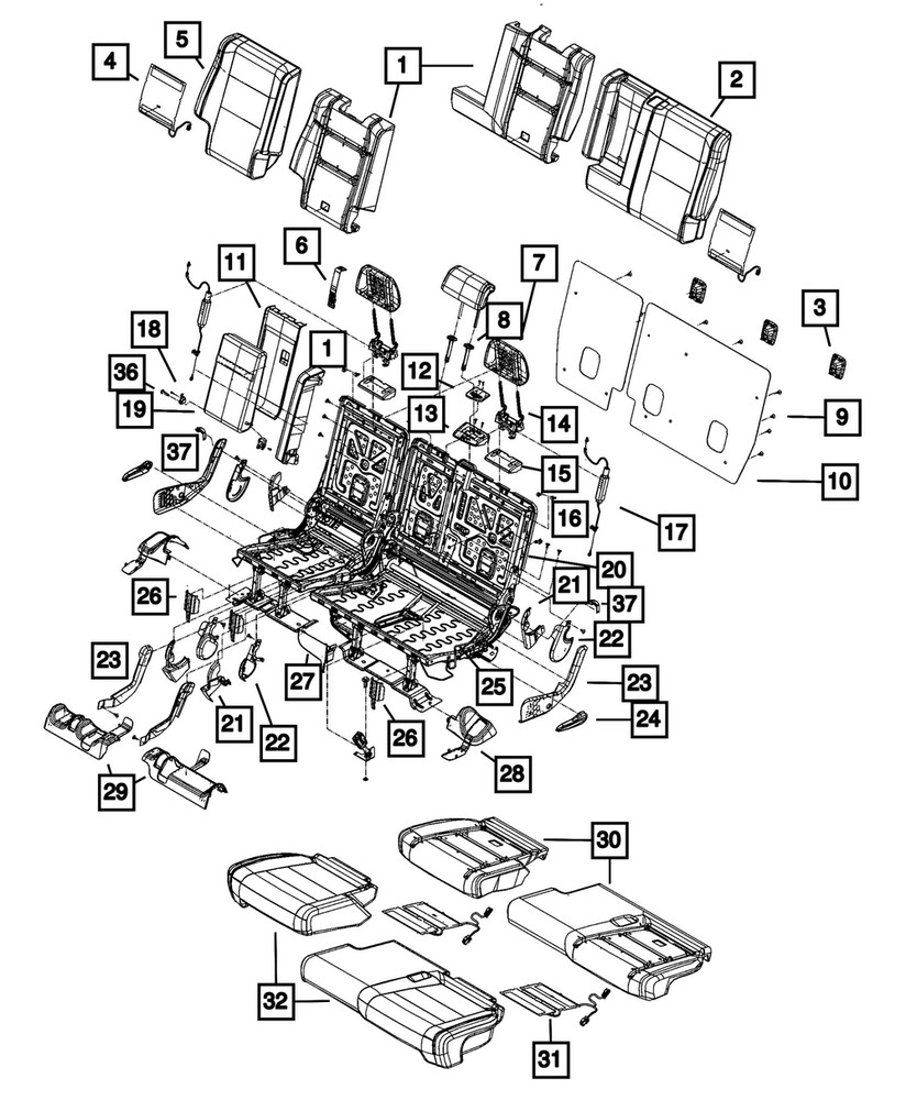 Genuine Mopar Second Row Headrest Center 5PR34LT5AA