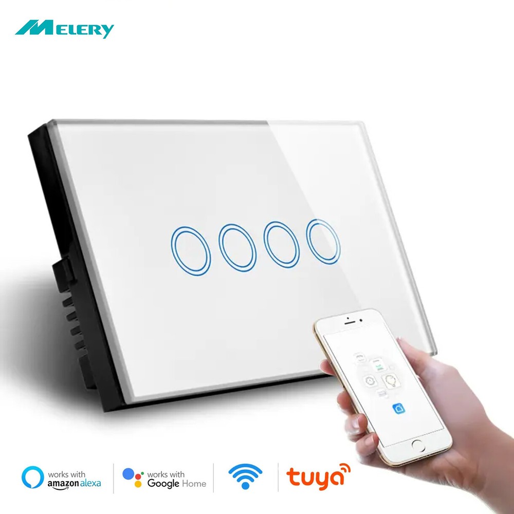 Wifi Smart Life Tuya Light Wall Switch Touch Panel Wireless Voice Remote Control