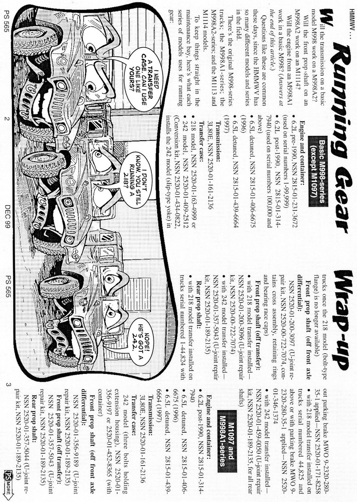 Propellar shaft, front/HMMWV 2520-01-200-3096