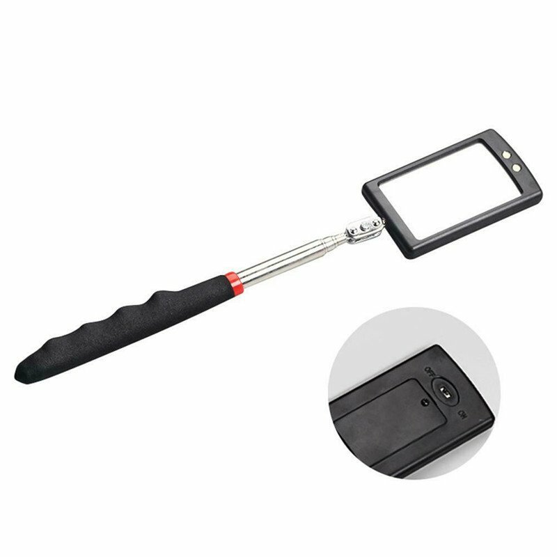 Lighted Inspection Mirror Telescoping Illuminate LED Swivel Light Extends Tool