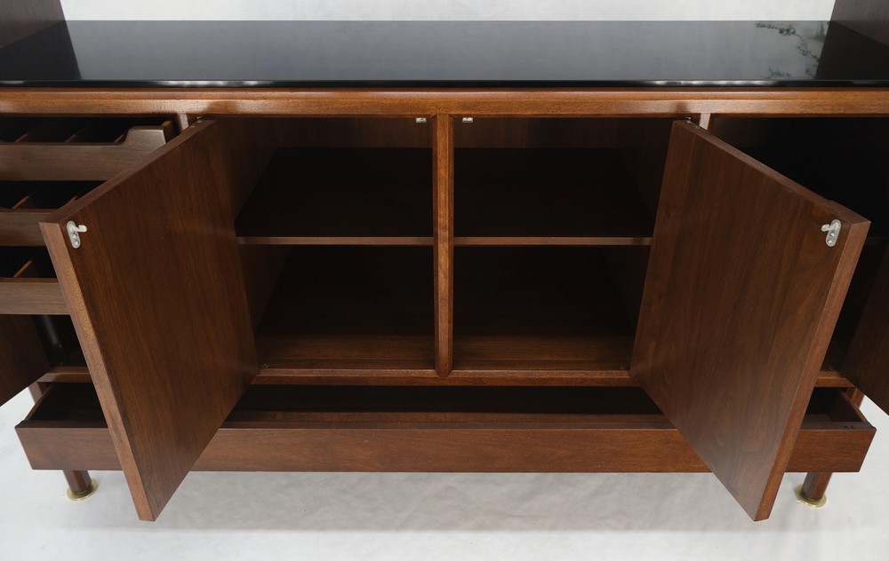 Dunbar Walnut Two Part Sideboard Credenza Breakfront Carved Slate Inserts MINT!