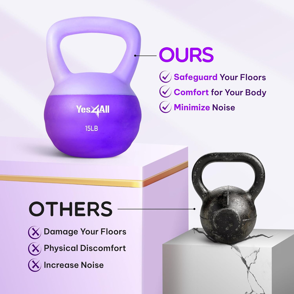 Soft Kettlebell, PVC Kettlebells Exercise Weights & Color-Coded Strength Trainin