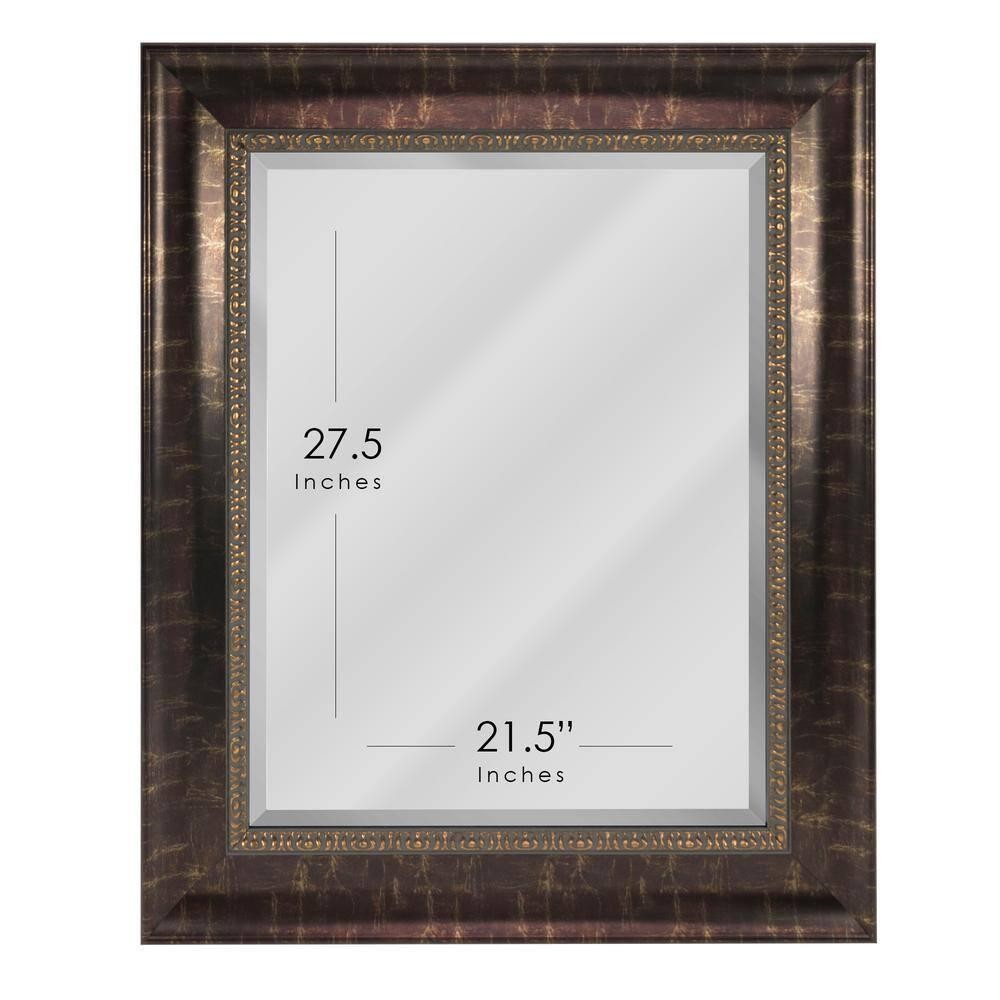 Bathroom Vanity Mirror 31 x 37 in. Framed Rectangular Beveled Edge Bronze Bath