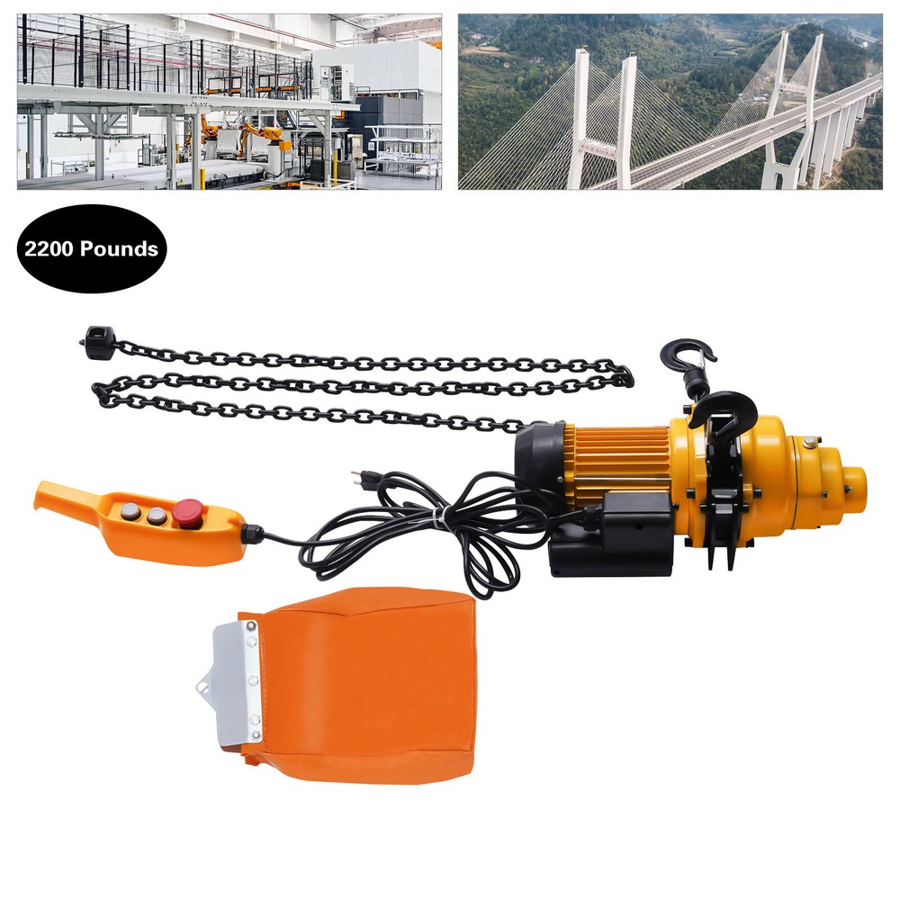 1 Ton Electric Chain Hoist & 10FT Double Chain Lifting Single Phrase 20Mn2