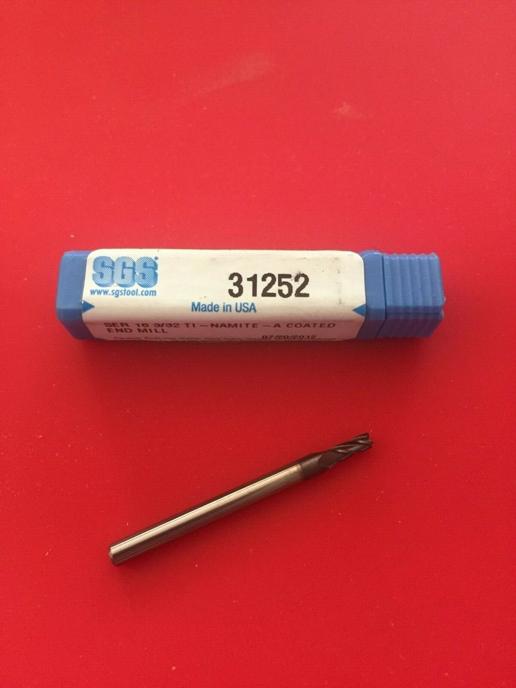 NEW SGS 31252 3/32" 4 Flute Square End Solid Carbide End Mill