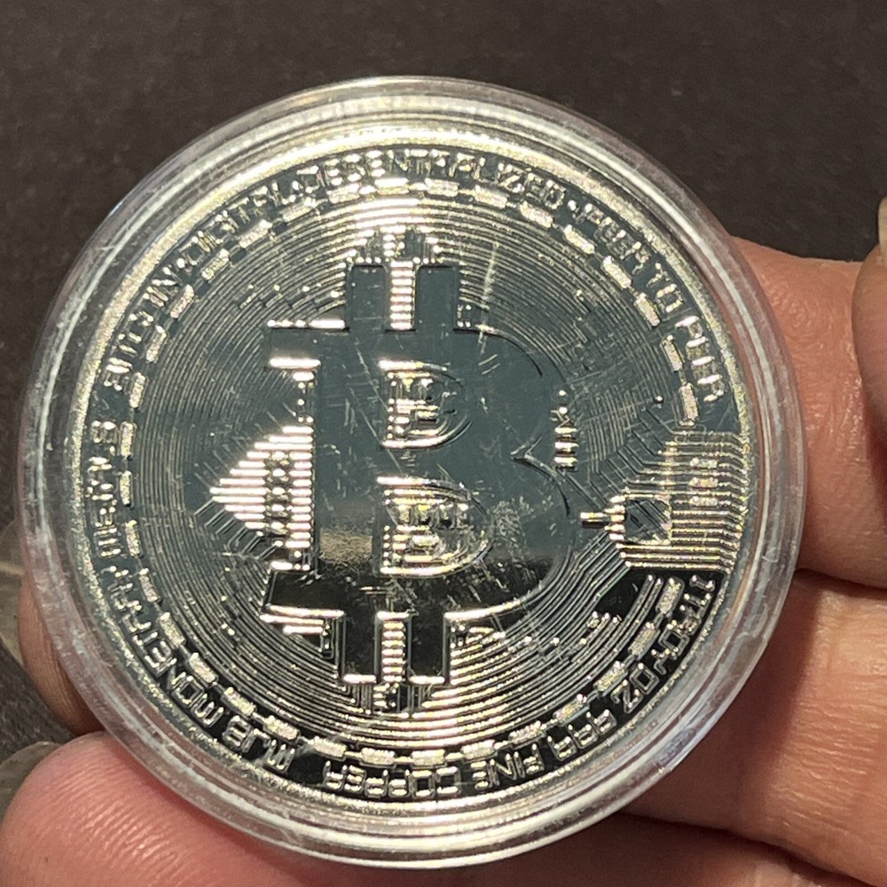 bitcoin coin Silver Plated