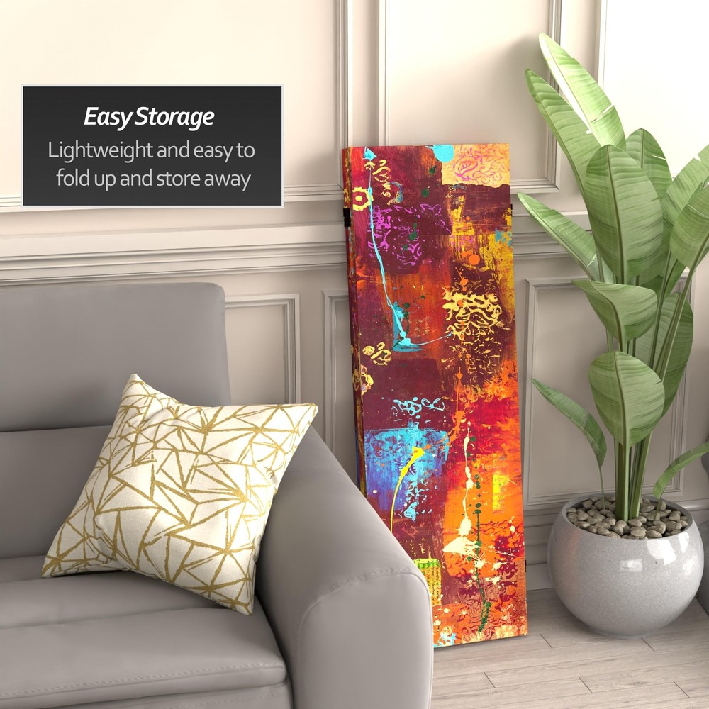 Red Lantern 4 ft. Short Double Sided India Canvas Folding Screen 3 Panel Free...