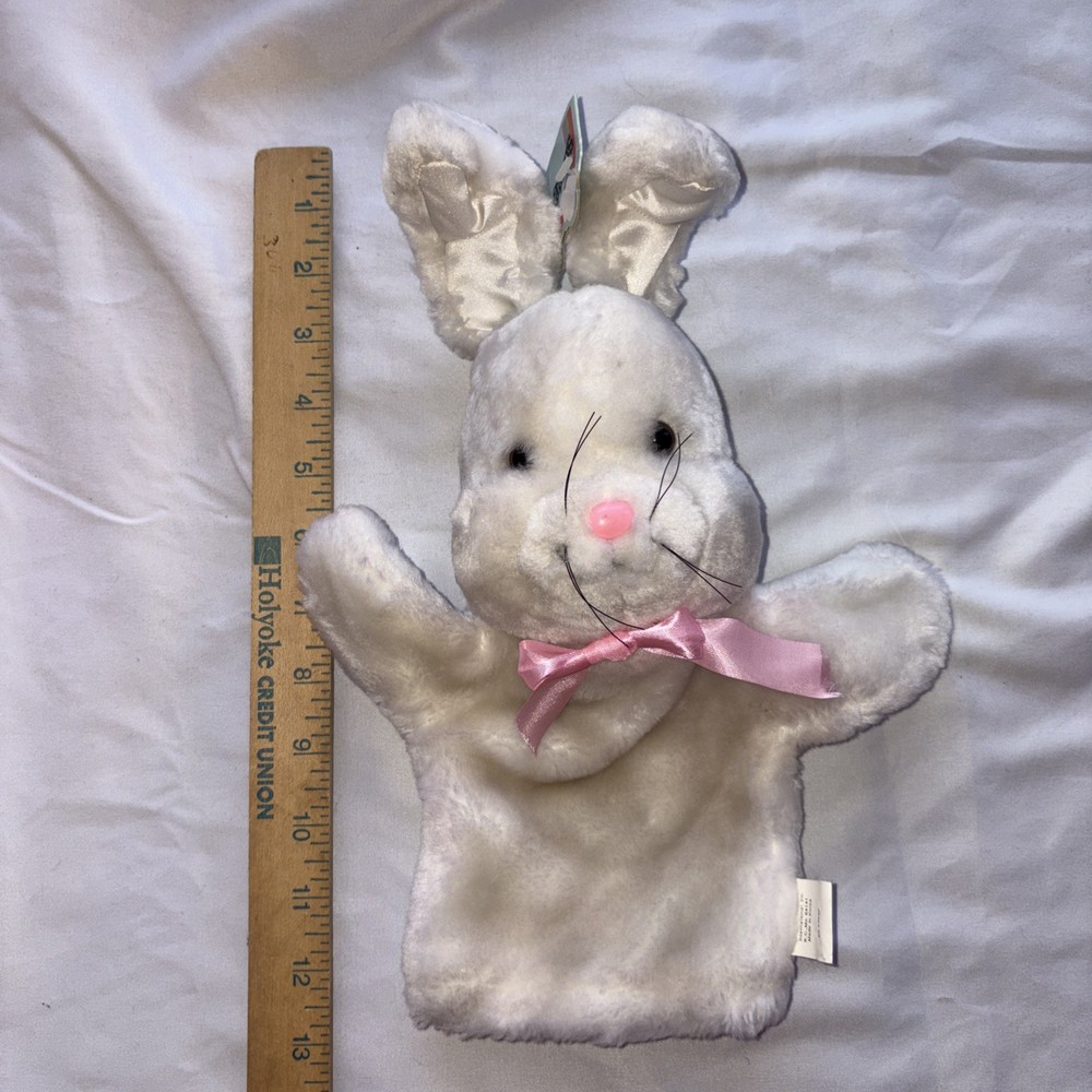 Vintage 1983 Snuggables Bunny Rabbit Puppet White