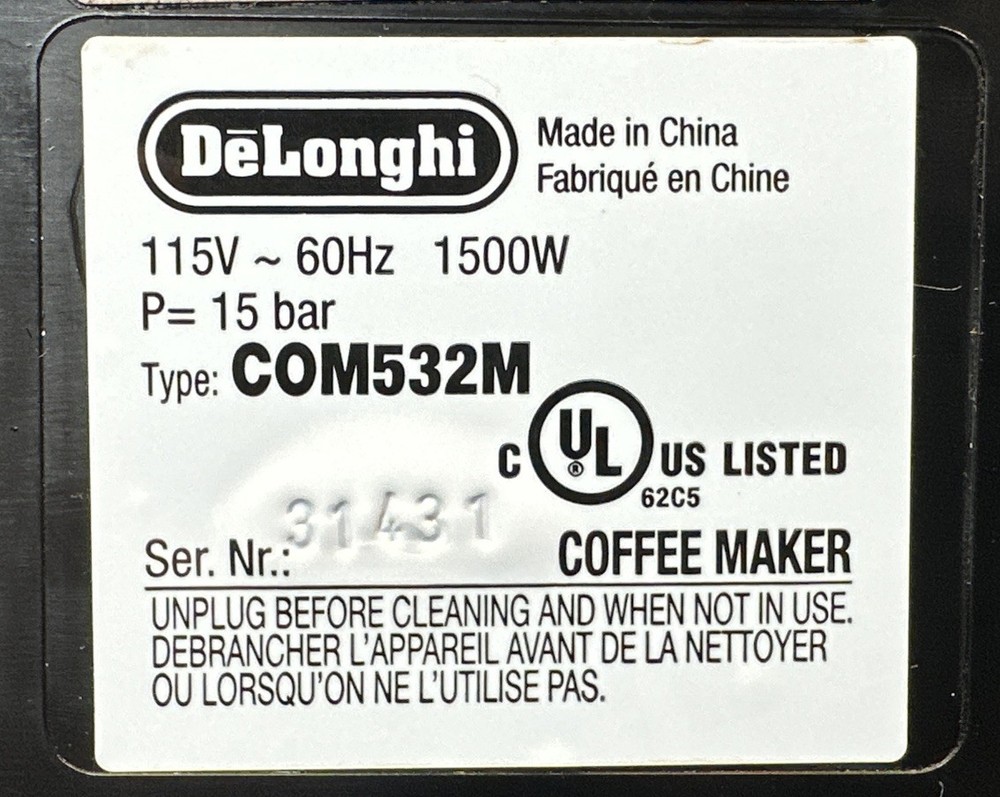 DeLonghi COM532M Espresso Machine / READ