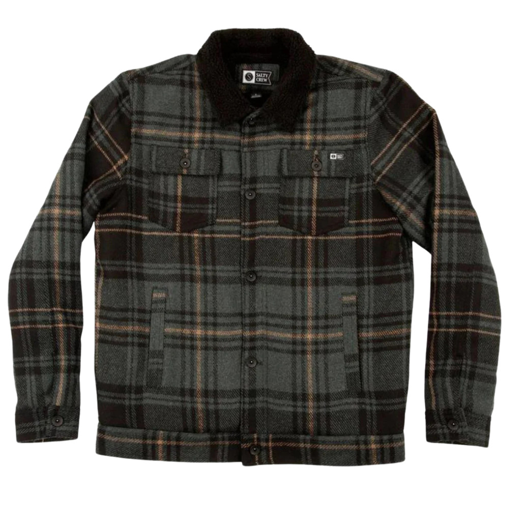 Size Medium Salty Crew Bait Barge Plaid Jacket - Green