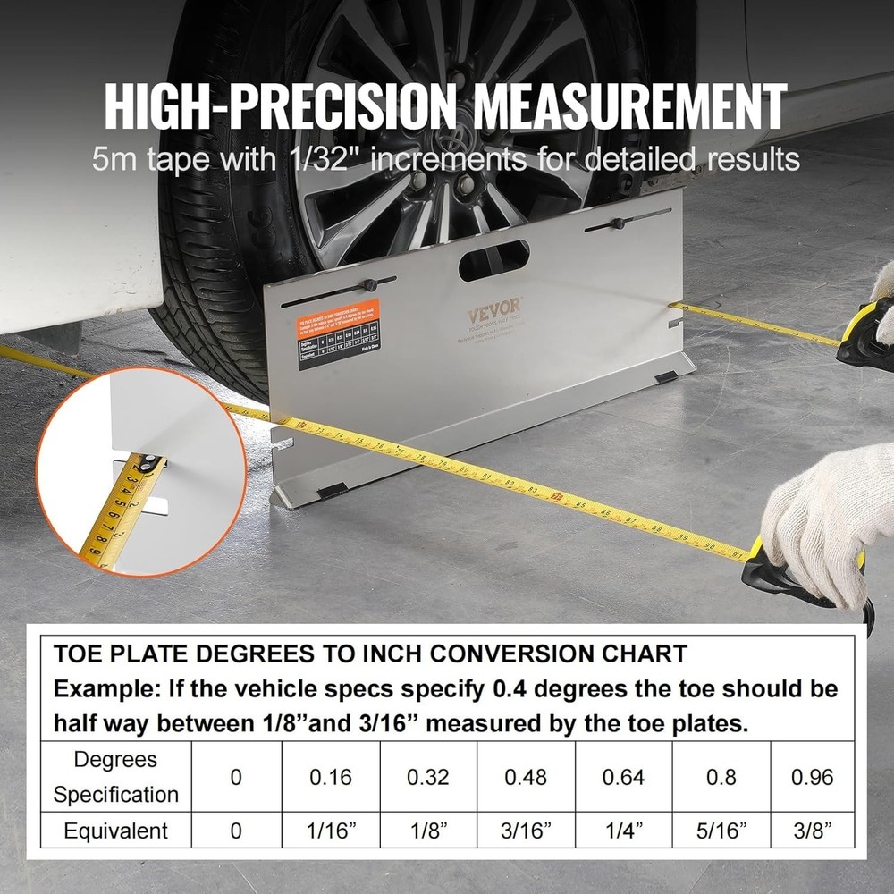 Alignment Tool Plates with Adjustable Rods for Accurate Toe Angle Measurement