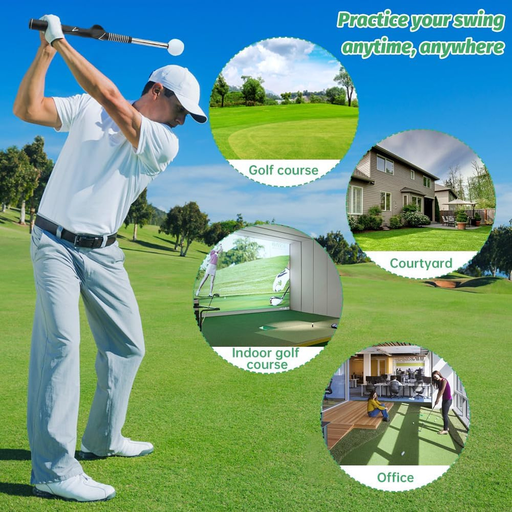 Golf Swing Pro Trainer Portable Retractable Stick Click Feedback Enhanced Grip