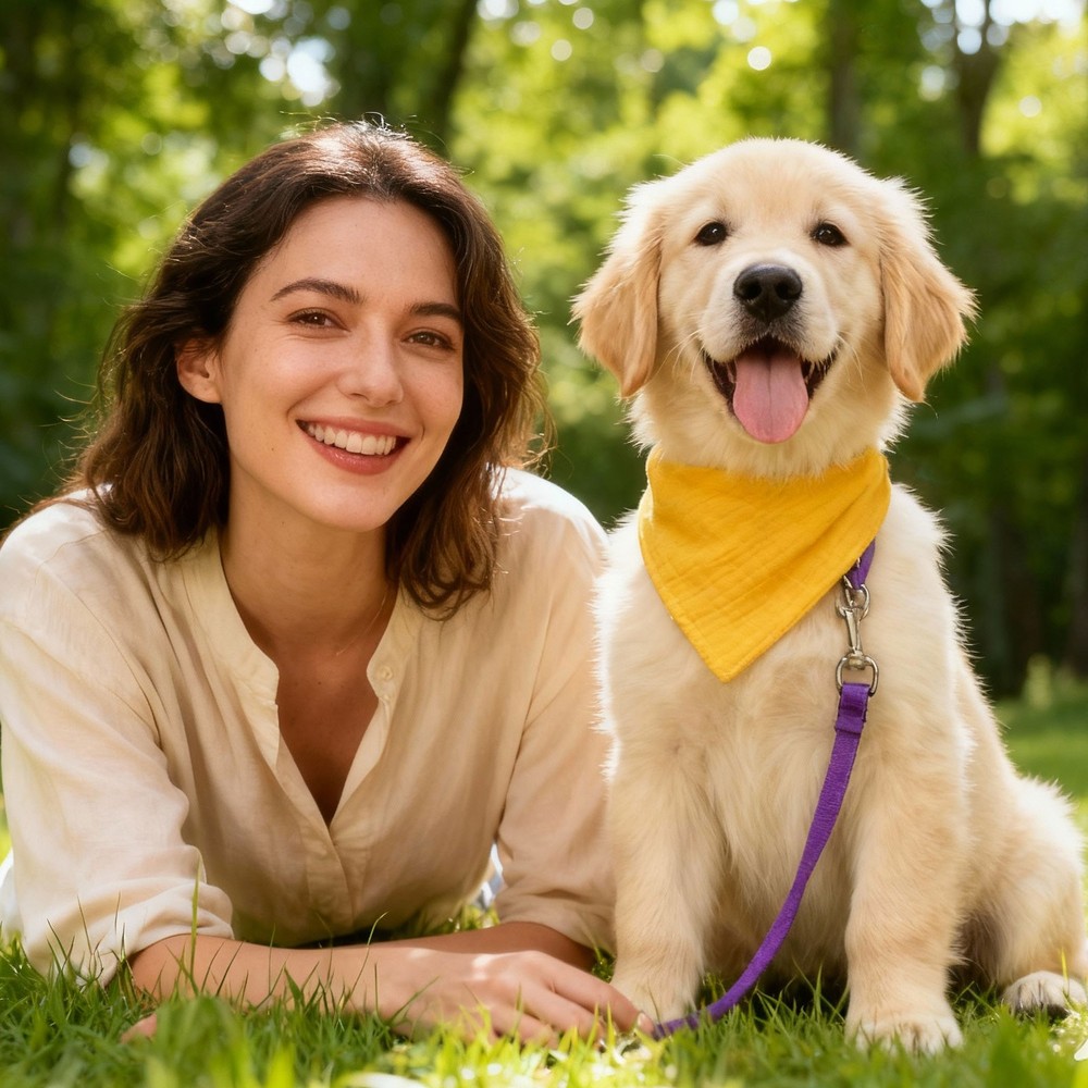 Triangle Dog Bandanas with Button (Fabric, 2Pcs, Dark Yellow)