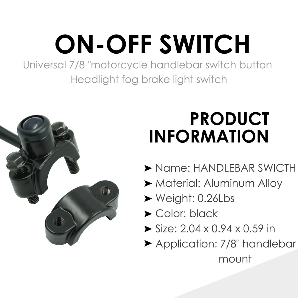 Universal 7/8" Motorcycle Handlebar ON OFF Switch Button Headlight Kill Switches