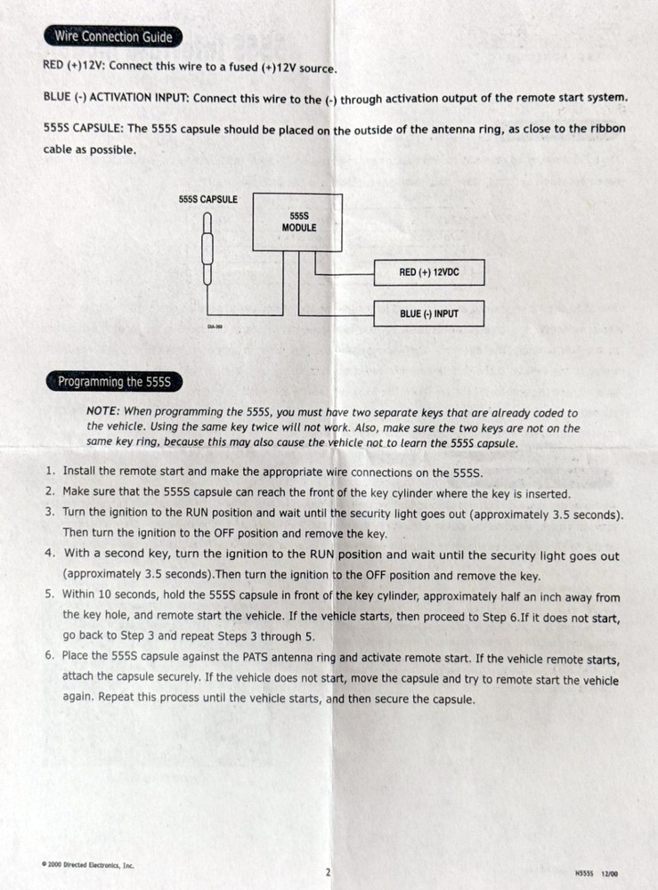 NEW Directed 555SW Ford Remote Start Interface Module for Select Early 2000's