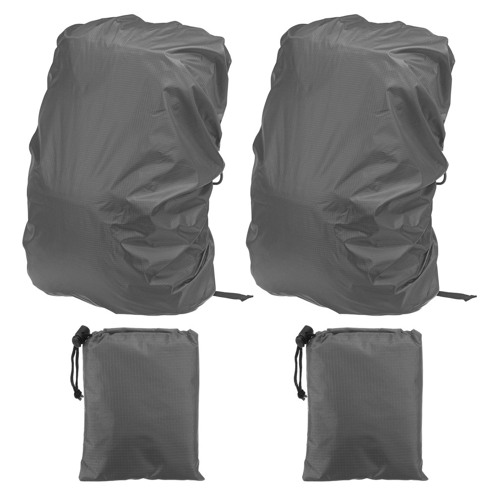2 Pcs 40-50L Backpack Rain Covers with Drawstring Bag, L, Gray Checkered