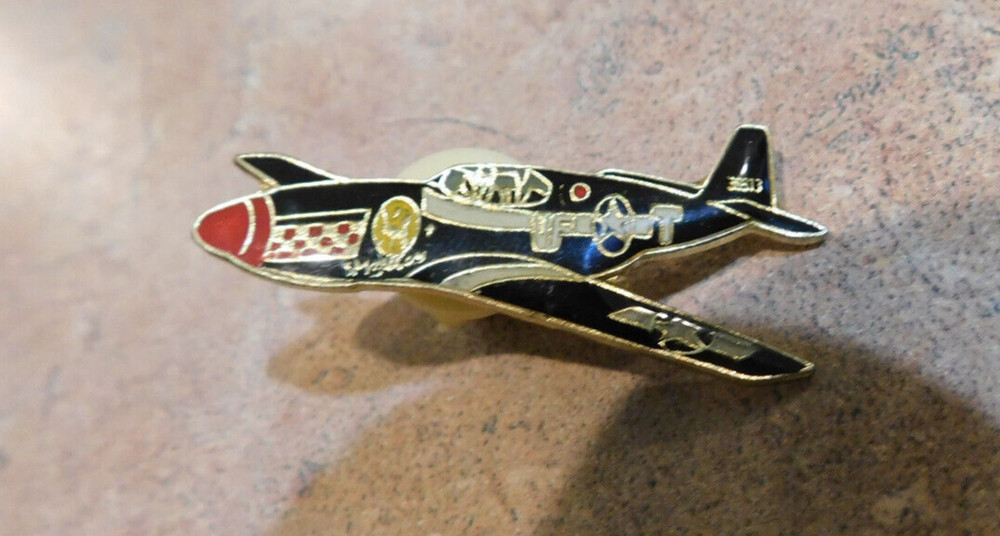 vintage P51 Mustang fighter plane lapel pin