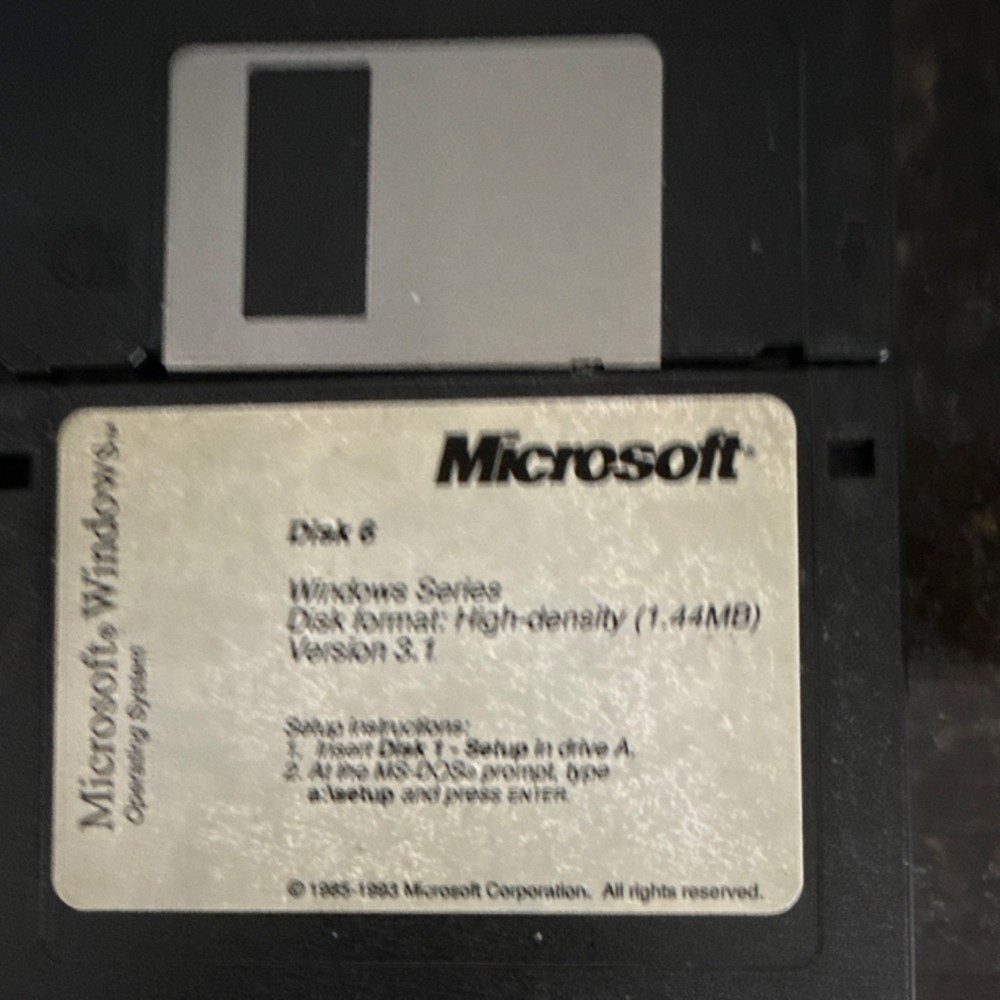 Microsoft Windows 3.1 Operating System 3.5" Floppy Disk Set English
