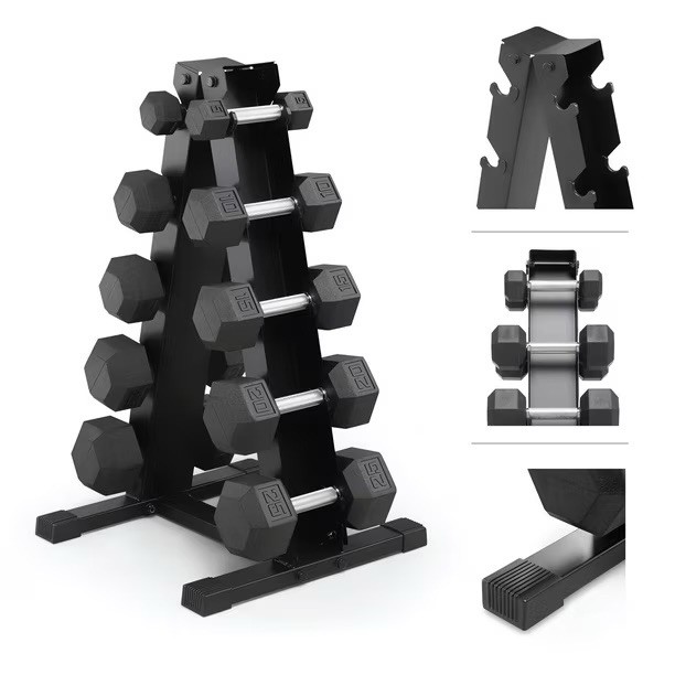 Marcy 150 lb. Rubber Hex Dumbbell Set with Rack