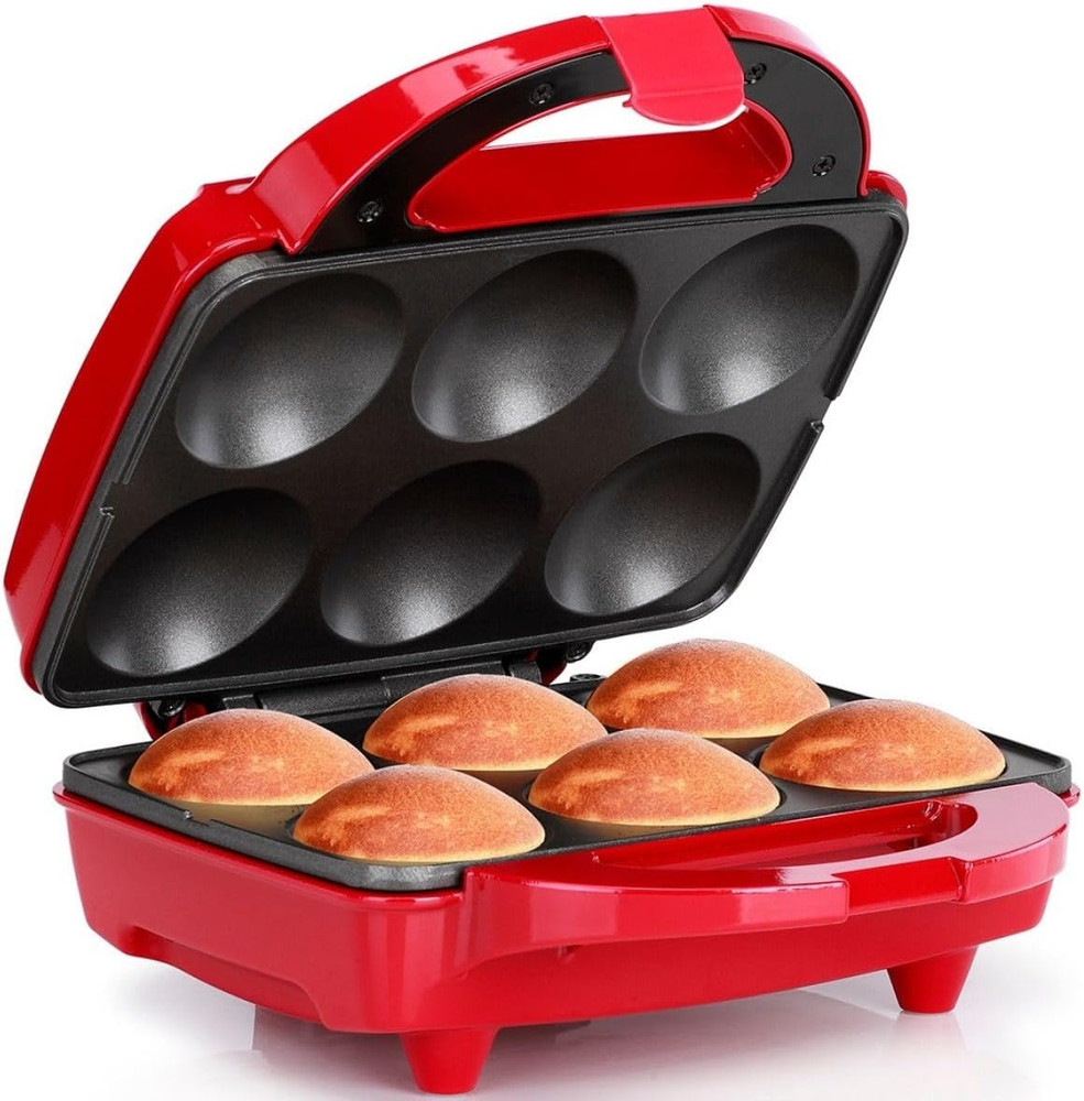 - Non-Stick Cupcake Maker, Red - Makes 6 Cup Cakes, Muffins, Cinnamon Buns, a...