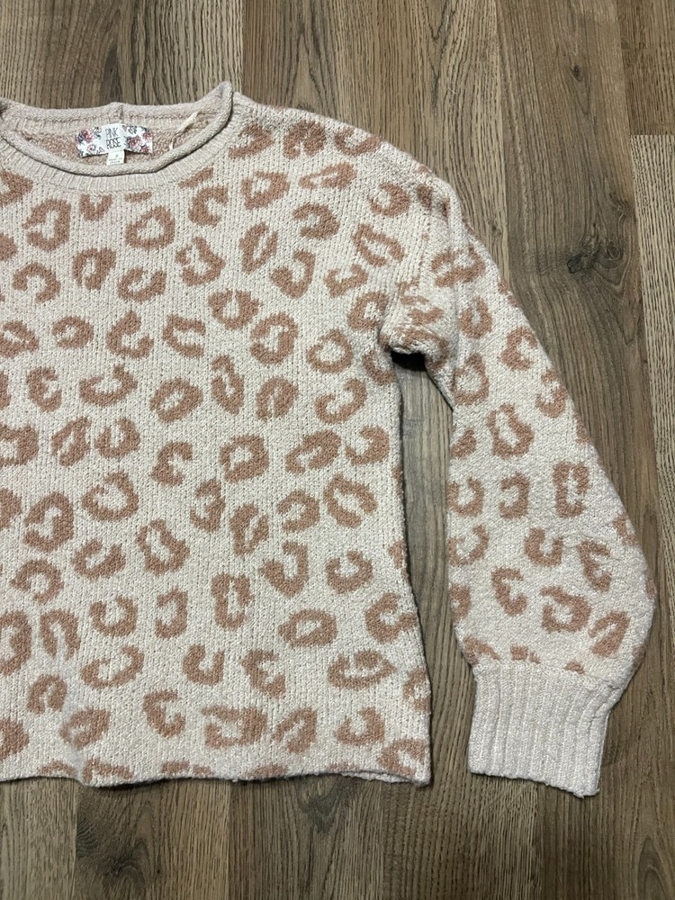 PINK ROSE Sweater, Women's Size Small, Brown, Pullover, Crew Neck